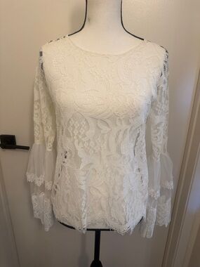 Say What? Ivory Lace Bell-Sleeve Blouse